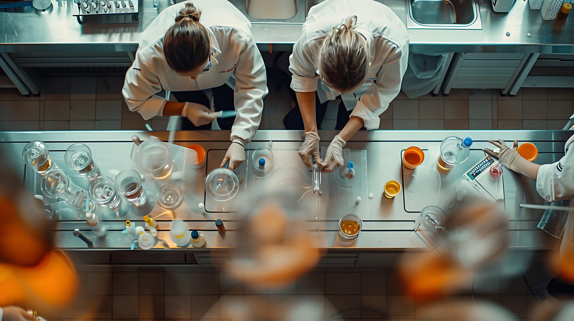 Laboratorium kulinarne i zespół przygotowujący przepisy
